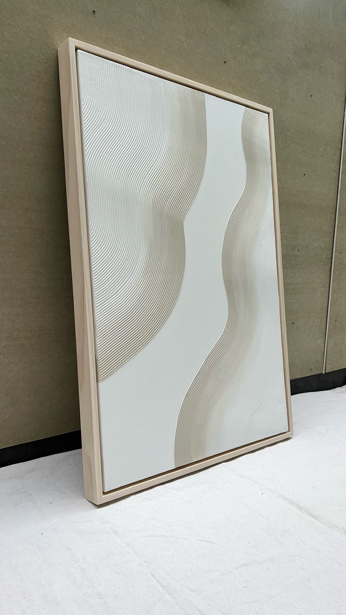 Curves 2 (Oat | 24in x 36in | Light Wood Frame)