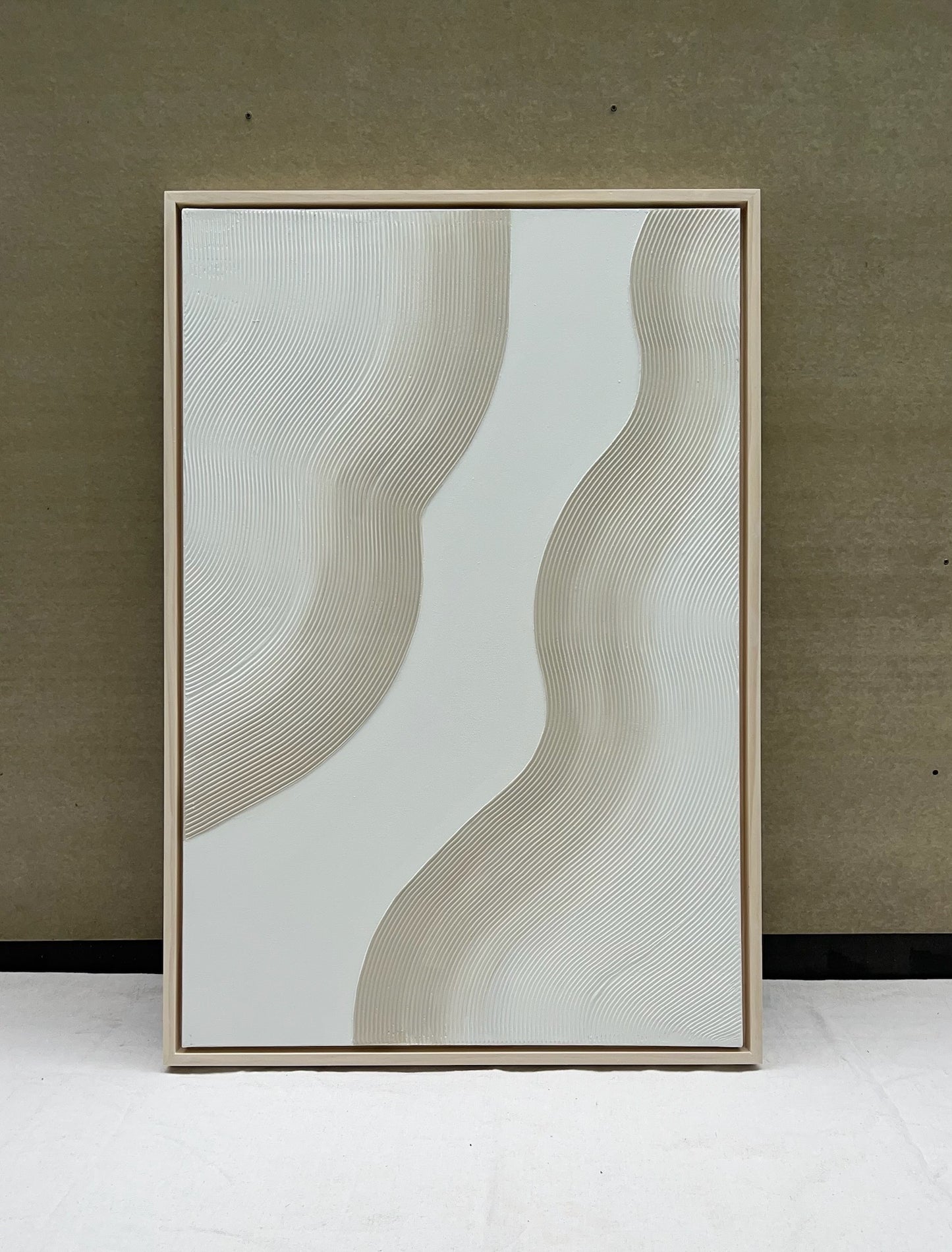 Curves 2 (Oat | 24in x 36in | Light Wood Frame)