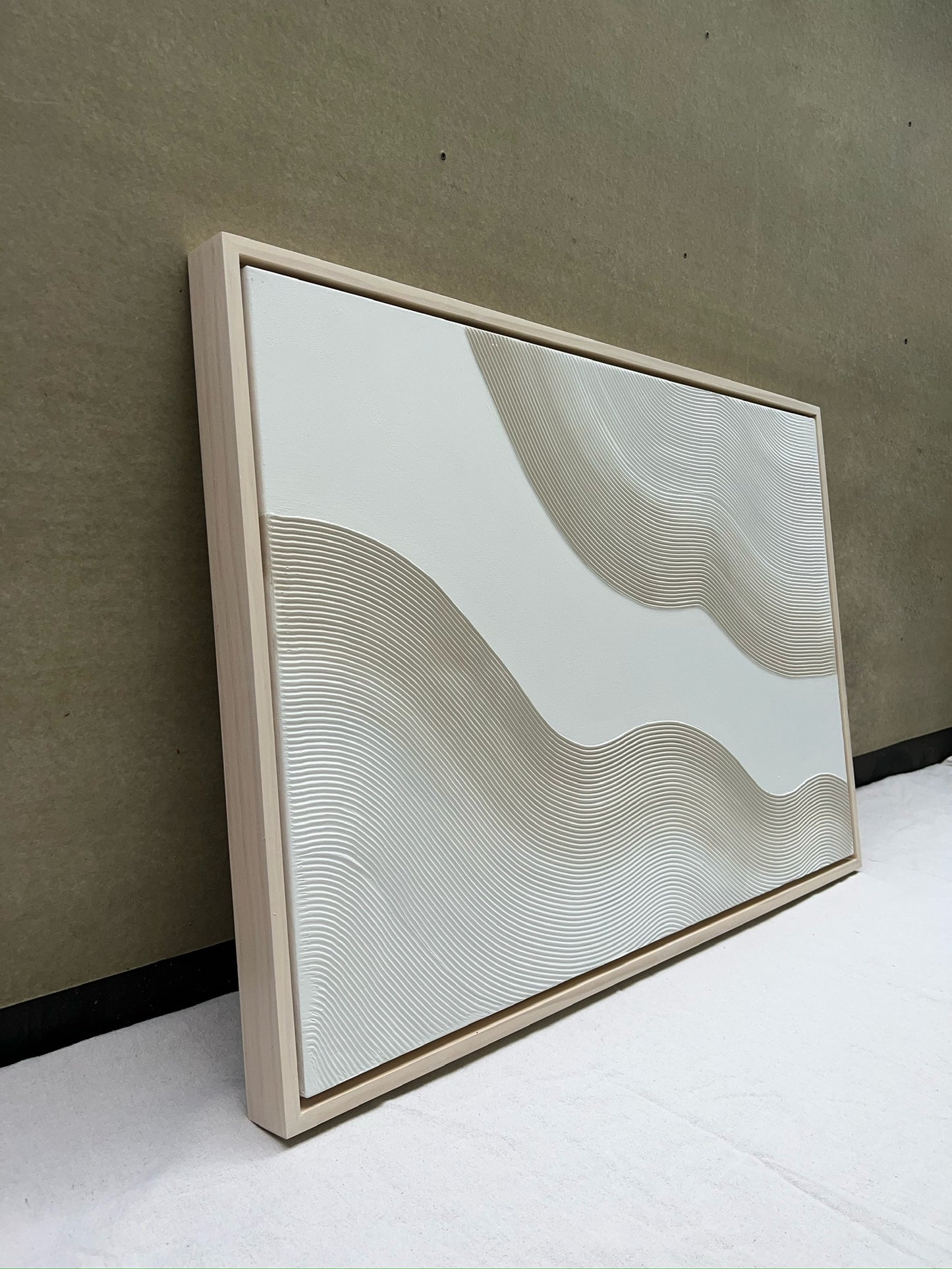 Curves 2 (Oat | 24in x 36in | Light Wood Frame)