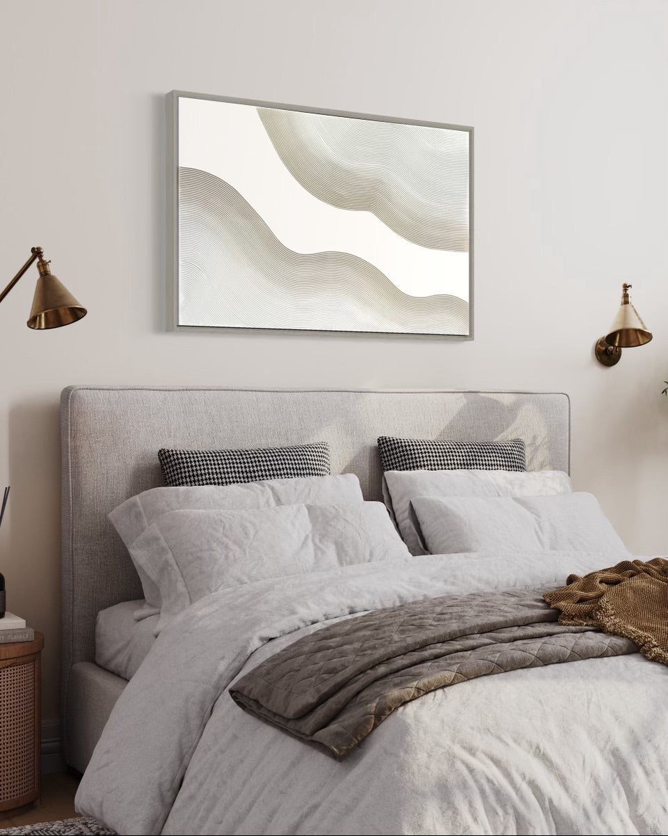 Curves 2 (Oat | 24in x 36in | Light Wood Frame)