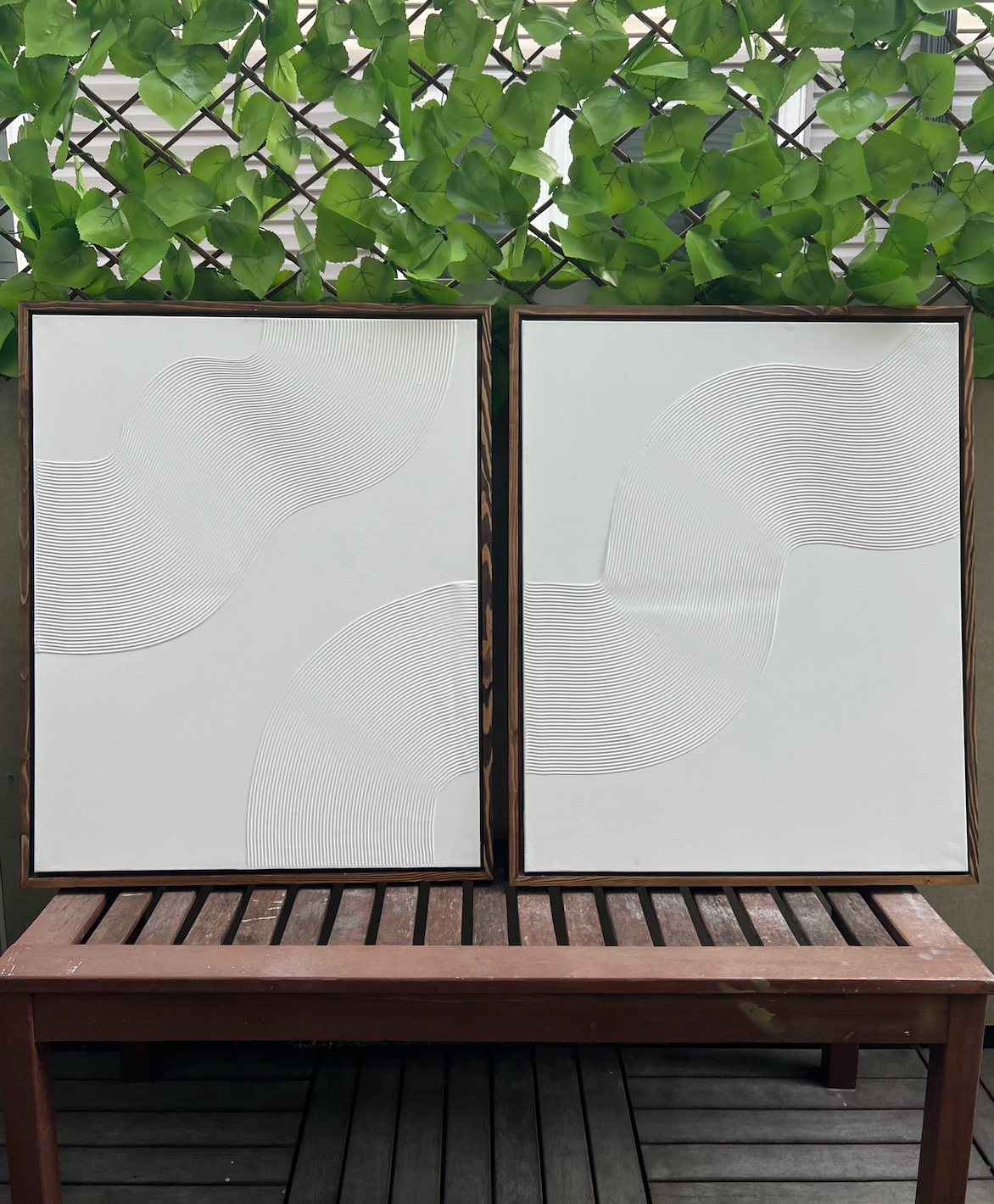 Curves 1 (Snow | 24in x 30in | Dark Wood Frame)