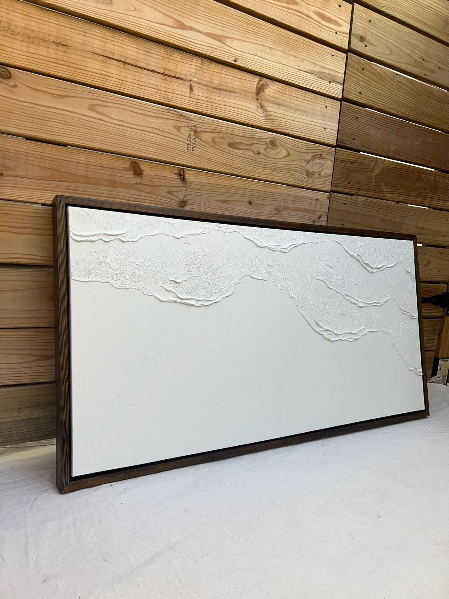 Tidal 10 (Snow | 24in x 48in | Dark Wood Frame)