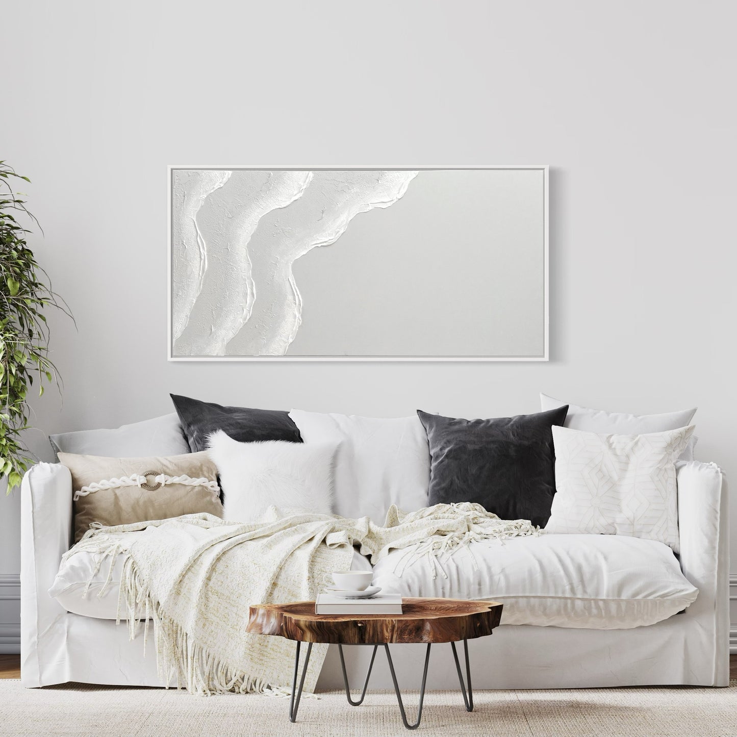 Tidal 11 (Snow | 24in x 48in | White Frame)