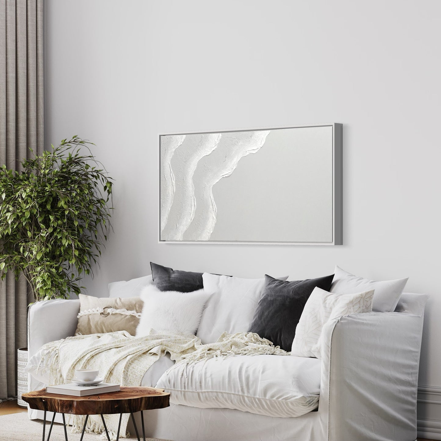 Tidal 11 (Snow | 24in x 48in | White Frame)