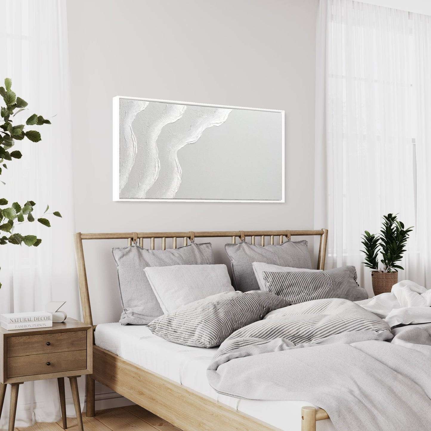 Tidal 11 (Snow | 24in x 48in | White Frame)