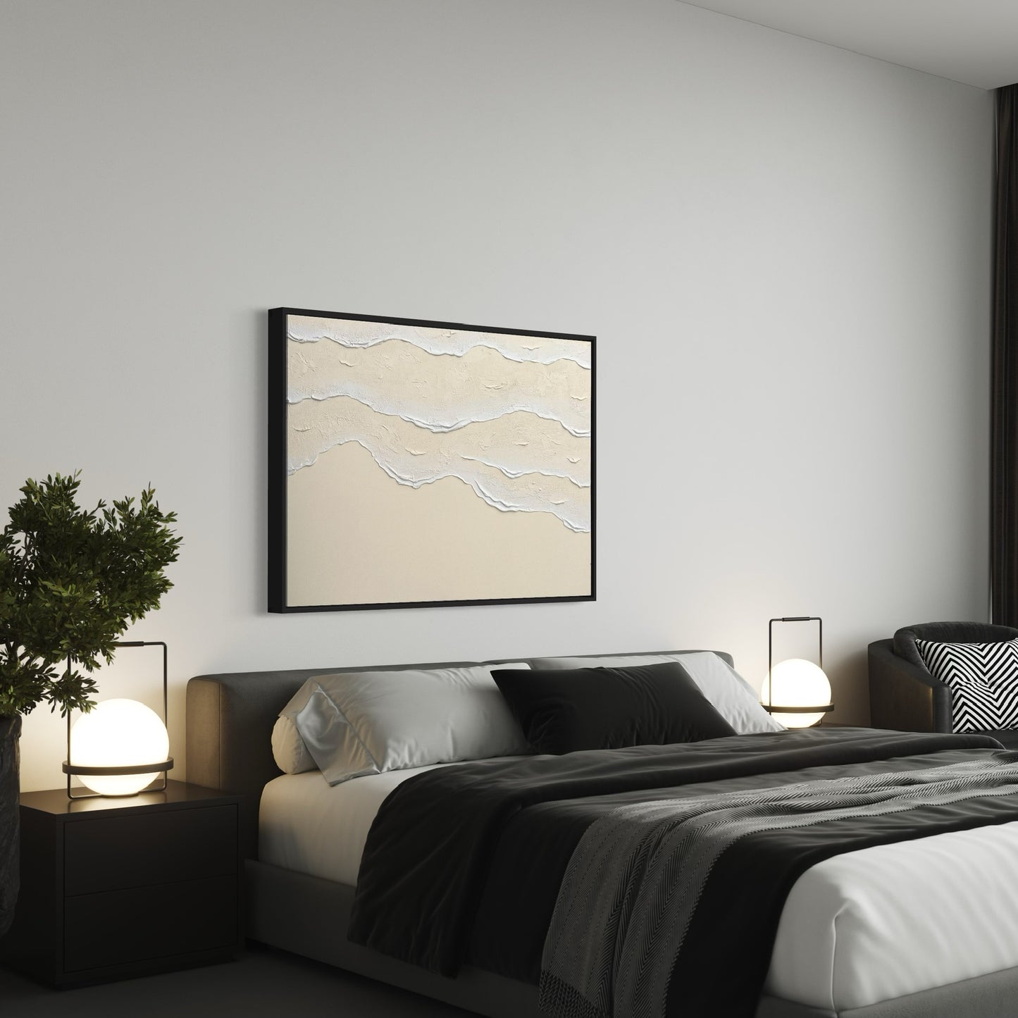 Tidal 8 (Ivory | 30in x 40in | Black Frame)