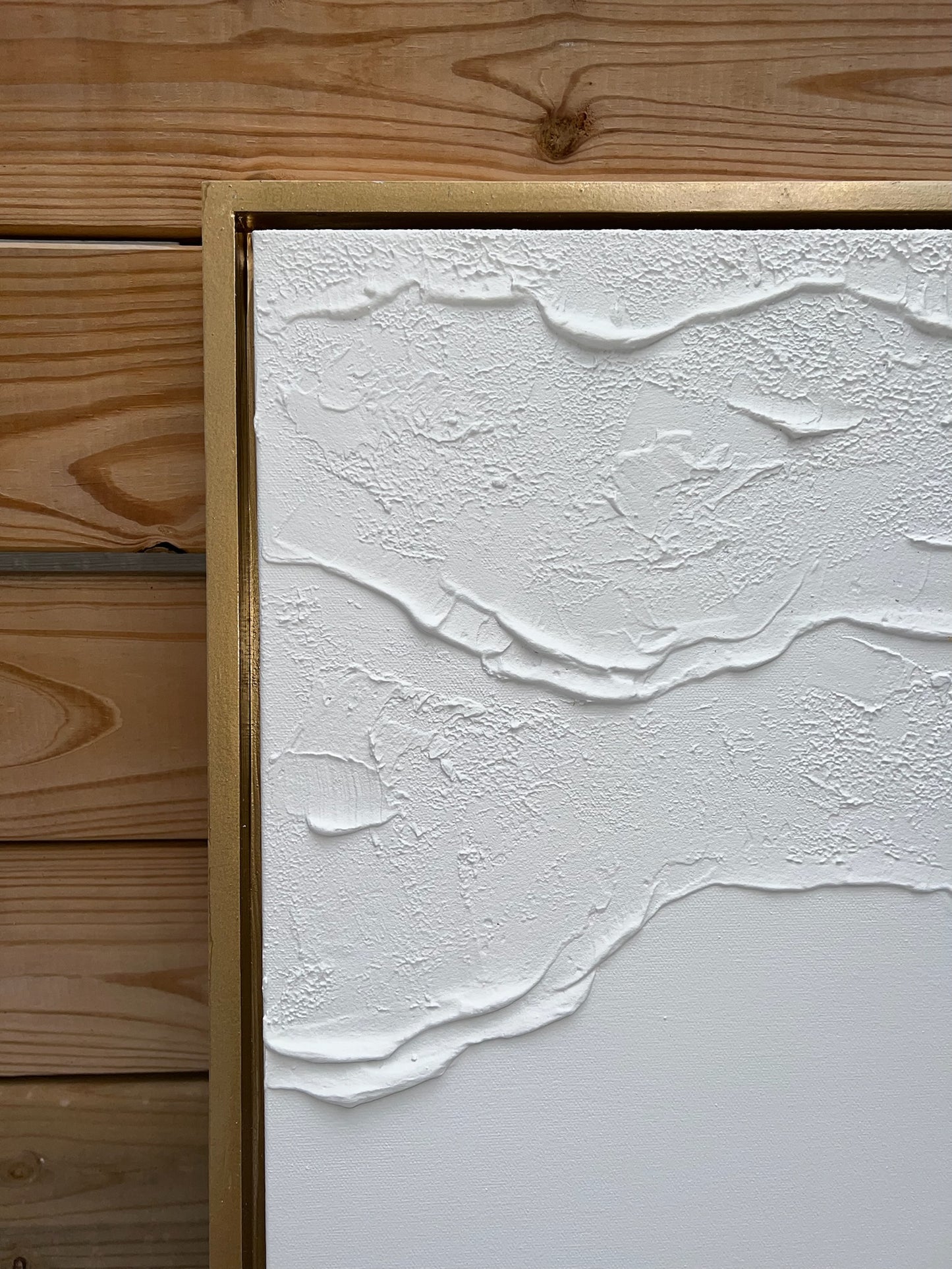 Tidal 5 (Snow + Gold | 24in x 36in | Gold Frame)