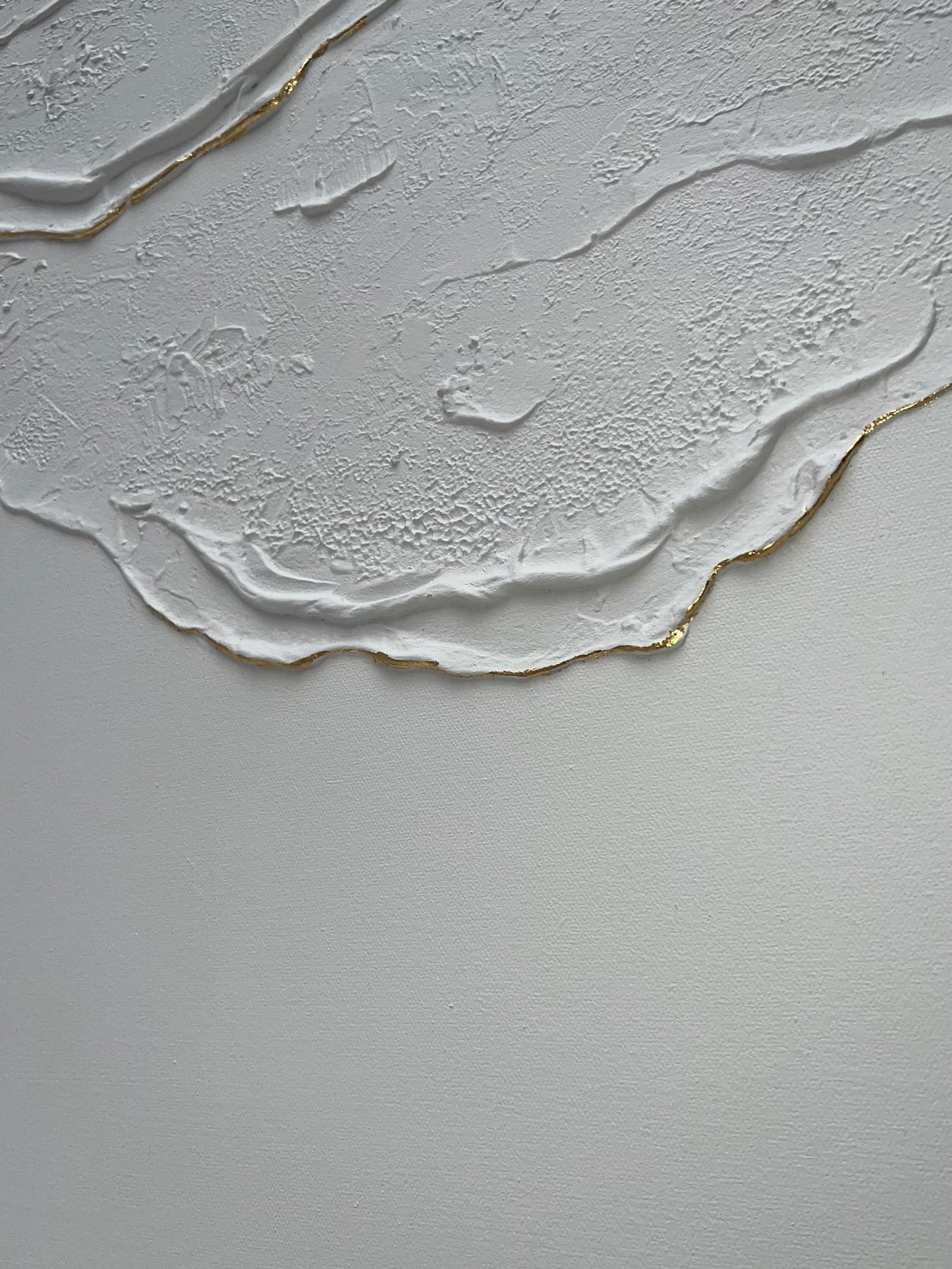 Tidal 5 (Snow + Gold | 24in x 36in | Gold Frame)